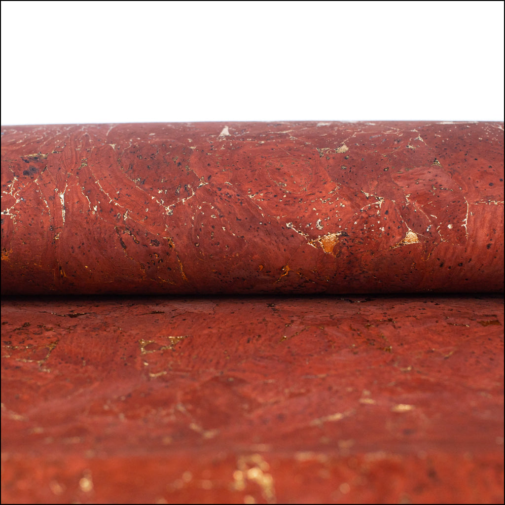 Natural Cork Material In Light Brown With Gold Accents Cof-471 Cork Fabric