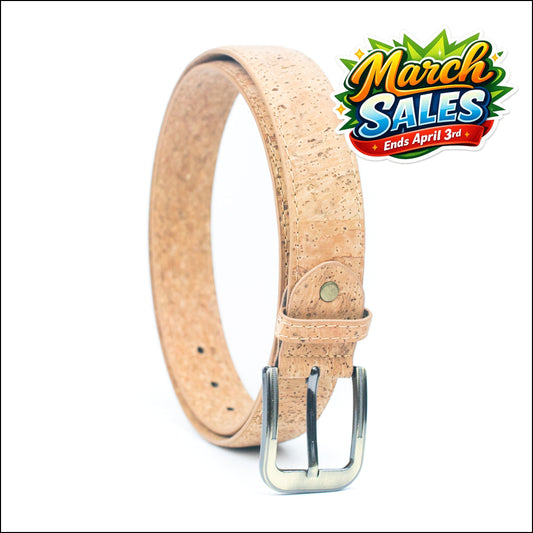 Natural Cork Men’s Belt Width-3.3cm with Thick Black Metal Buckle- L-525 Flash Sales