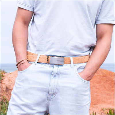 Natural Cork Set of Belt and Watch SET-023 Flash Sales