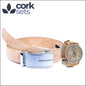 Natural Cork Set of Belt and Watch SET-023 Natural - Belt Size 100cm (39 inches) Flash Sales