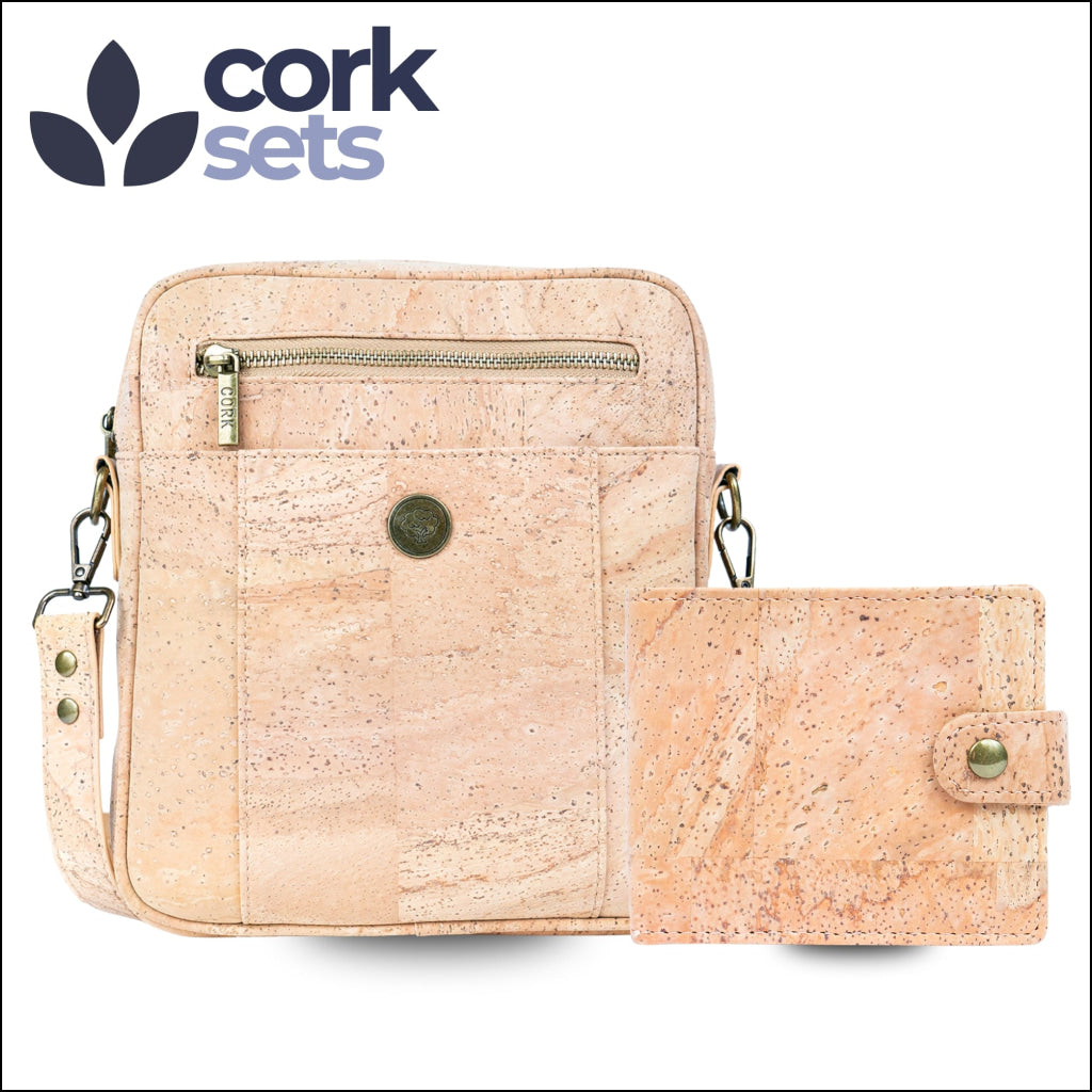 Natural Cork Set of Men’s Crossbody Bag and Wallet SET-020 A Flash Sales