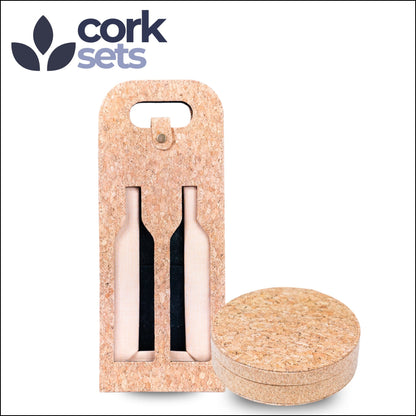 Natural Cork Set of Wine Carrier and Accessory Box SET-021 B Flash Sales
