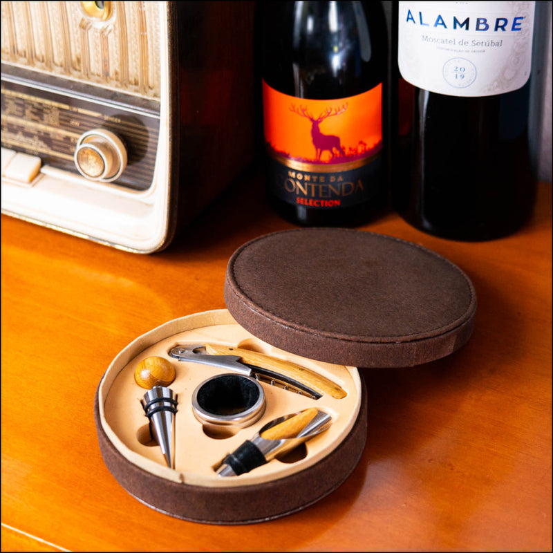 Natural Cork Set of Wine Carrier and Accessory Box SET-021 Flash Sales