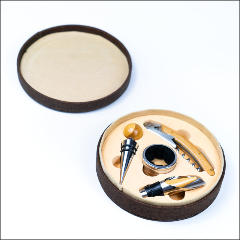 Natural Cork Set of Wine Carrier and Accessory Box SET-021 Flash Sales