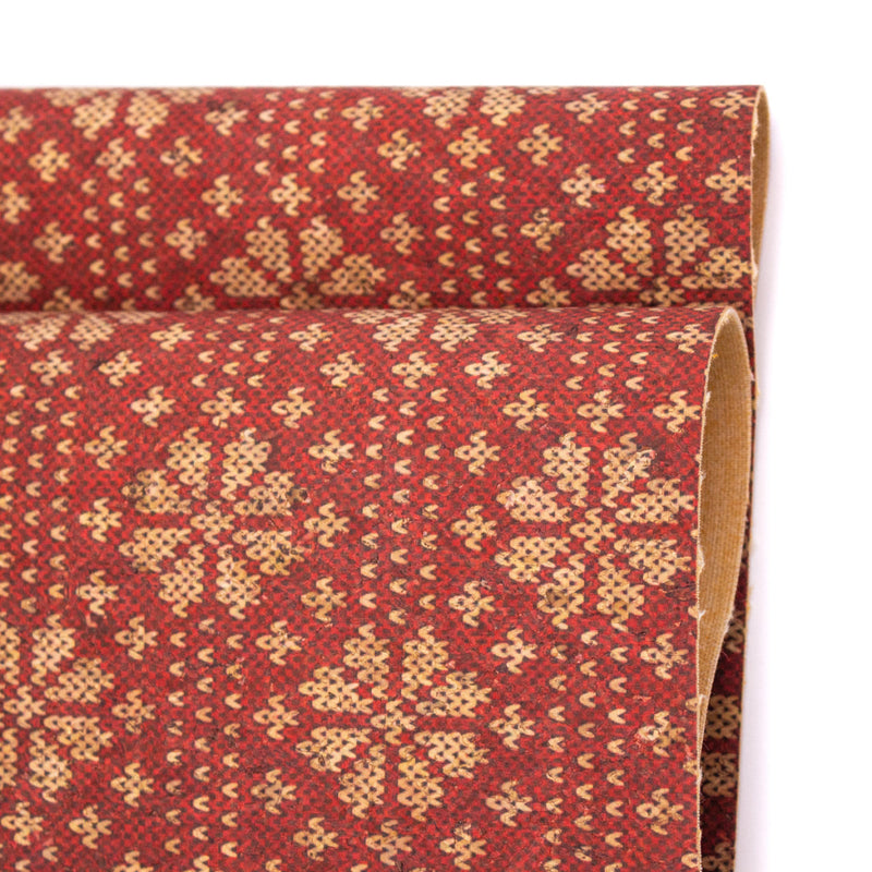 Natural Cork With Christmas Red Snowflake Pattern Cof-328 Fabric