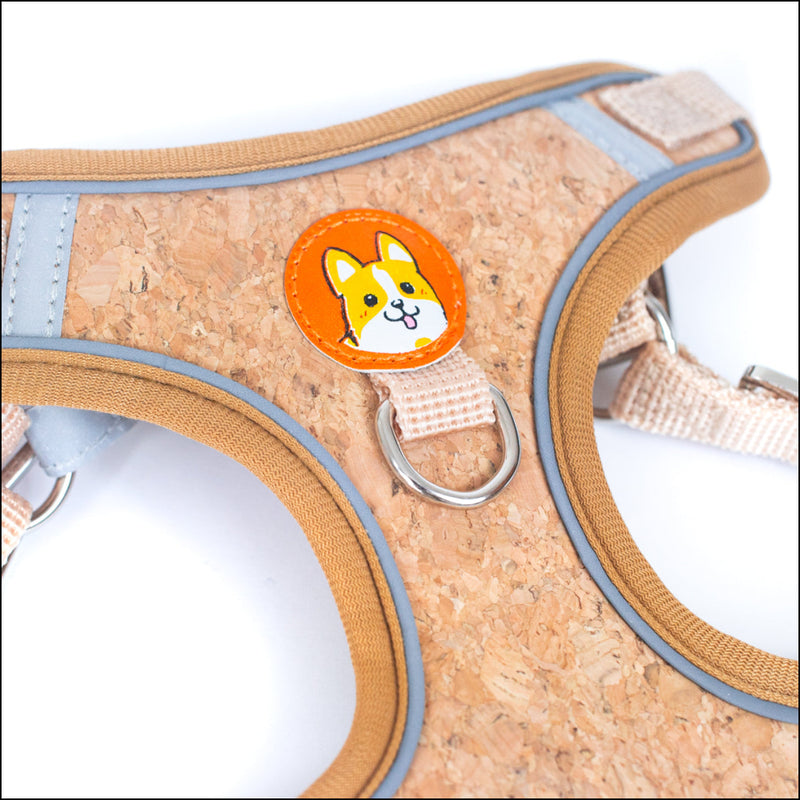 Natural Dog Harness & Leash and Stainless Steel Double Bowl Pet Food Dish Set SET-017 Flash Sales