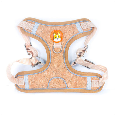 Natural Dog Harness & Leash and Stainless Steel Double Bowl Pet Food Dish Set SET-017 Flash Sales