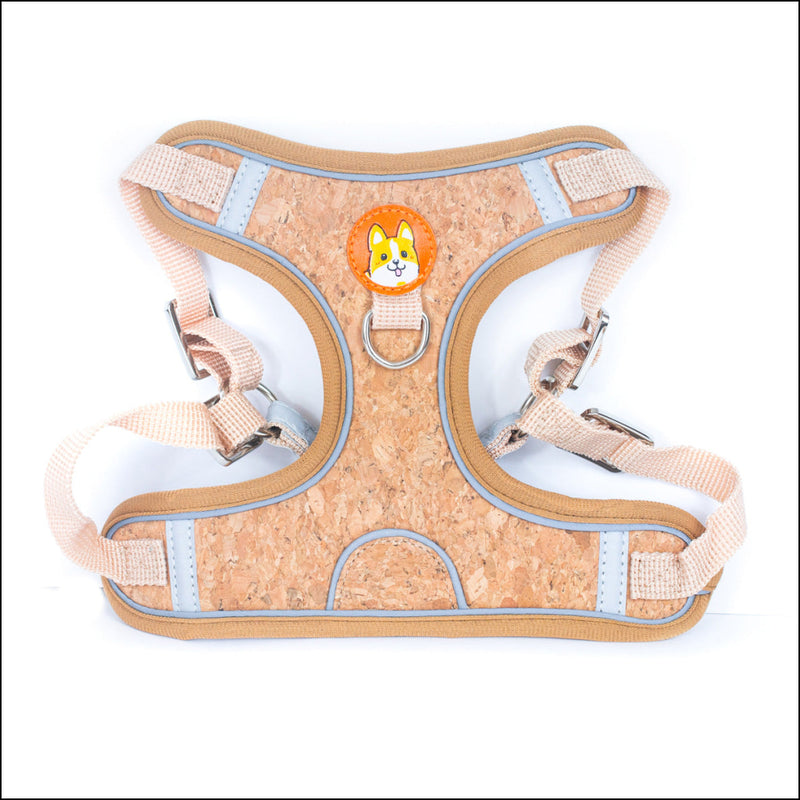 Natural Dog Harness & Leash and Stainless Steel Double Bowl Pet Food Dish Set SET-017 Flash Sales