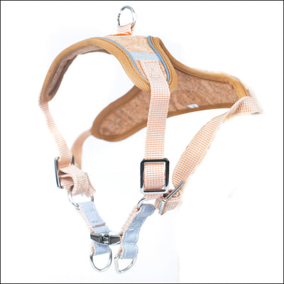 Natural Dog Harness & Leash and Stainless Steel Double Bowl Pet Food Dish Set SET-017 Flash Sales