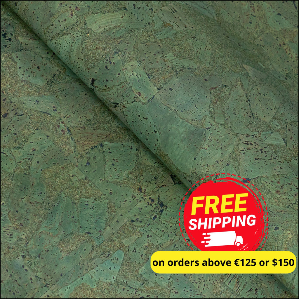 Natural Green Cork Fabric With Abstract Pattern Cof-594 Cork Fabric