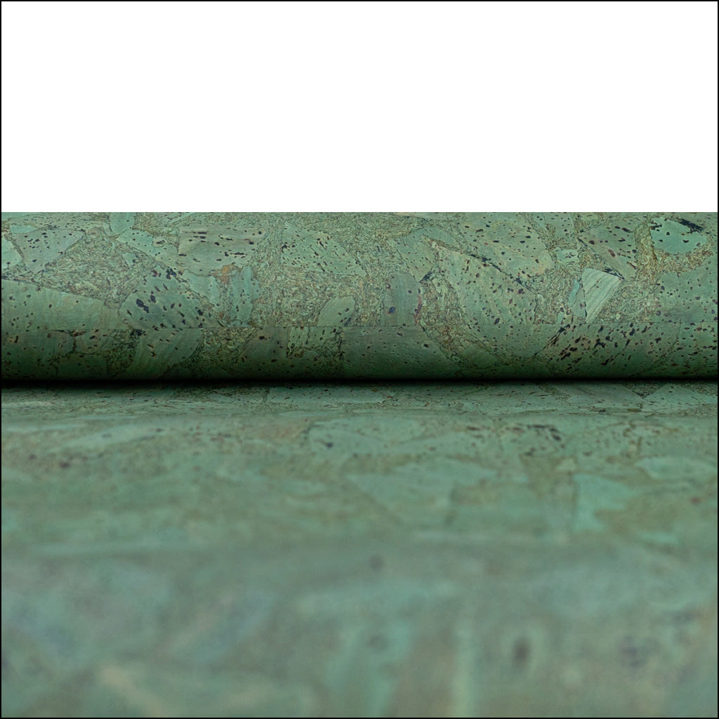 Natural Green Cork Fabric With Abstract Pattern Cof-594 Cork Fabric