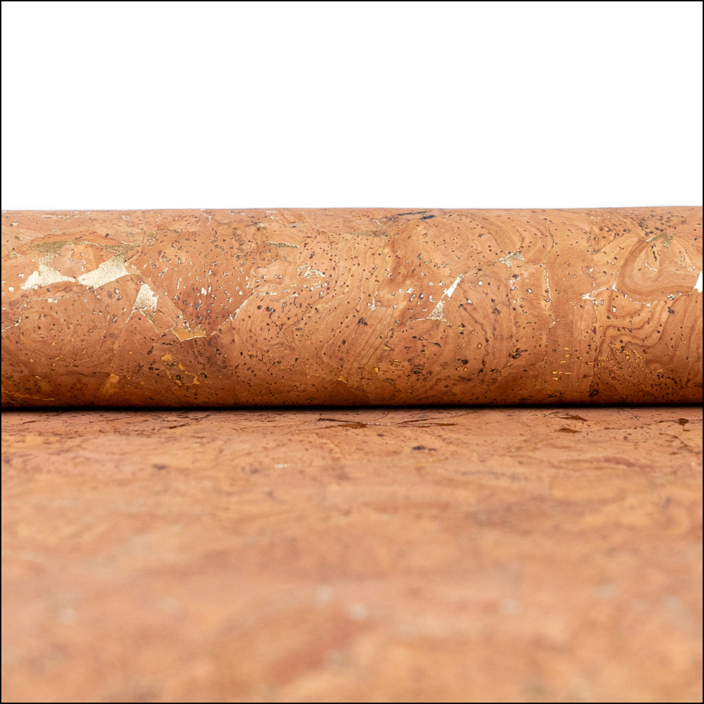 Natural Tan Cork Fabric With Metallic Accents - 0.87Mm Thickness Cof-579 Cork Fabric