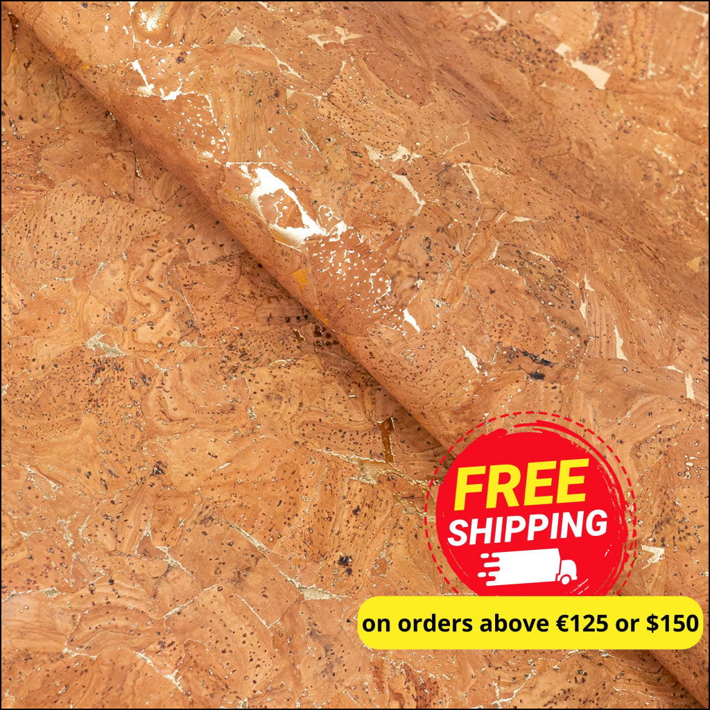 Natural Tan Cork Fabric With Metallic Accents - 0.87Mm Thickness Cof-579 Cork Fabric