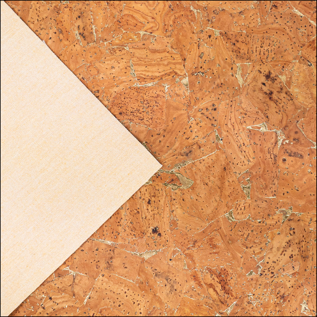 Natural Tan Cork Fabric With Metallic Accents - 0.87Mm Thickness Cof-579 Cork Fabric
