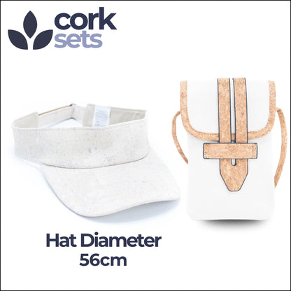 Natural White Cork Open Top Hat and Cork Mobile Sling Bag SET-018 Hat Diameter 56cm Flash Sales