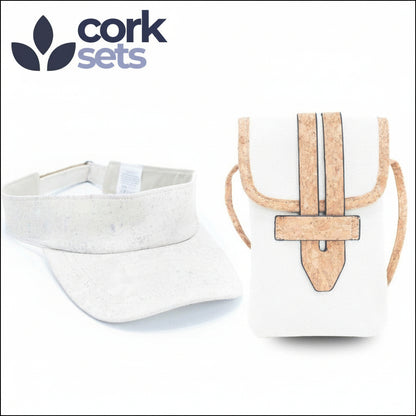 Natural White Cork Open Top Hat and Cork Mobile Sling Bag SET-018 Flash Sales