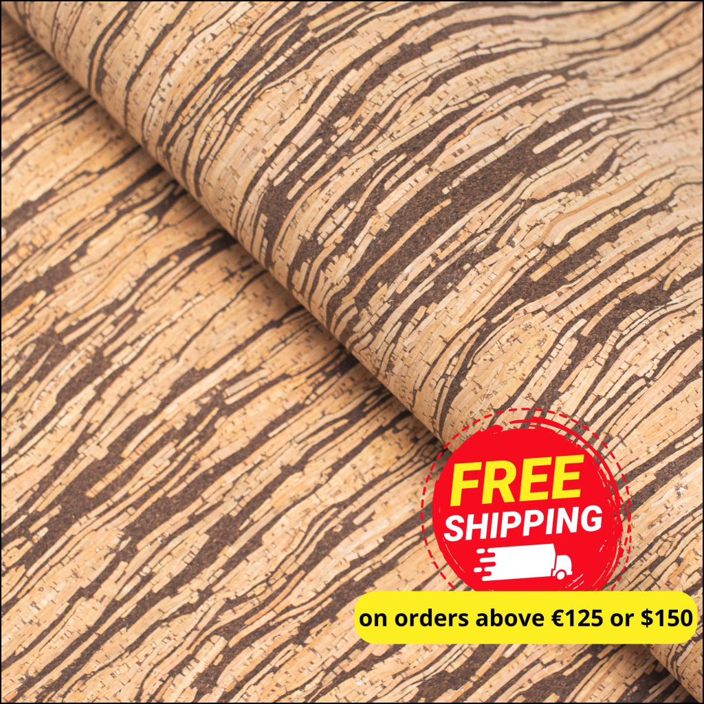 Natural With Stripes Cork Fabric Cof-187