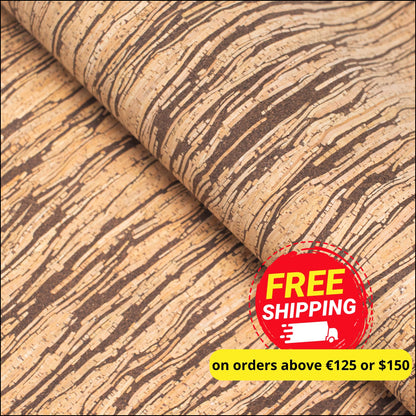 Natural With Stripes Cork Fabric Cof-187