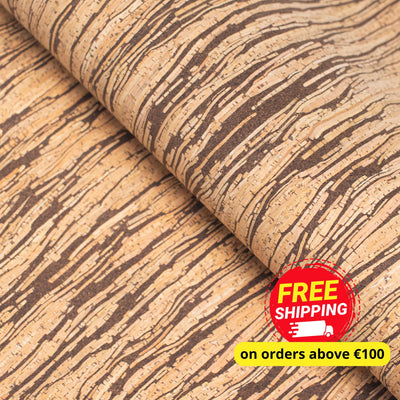 Natural With Stripes Cork Fabric Cof-187