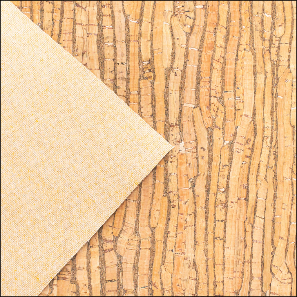 Natural With Stripes - Portuguese Cork Fabric Cof-246