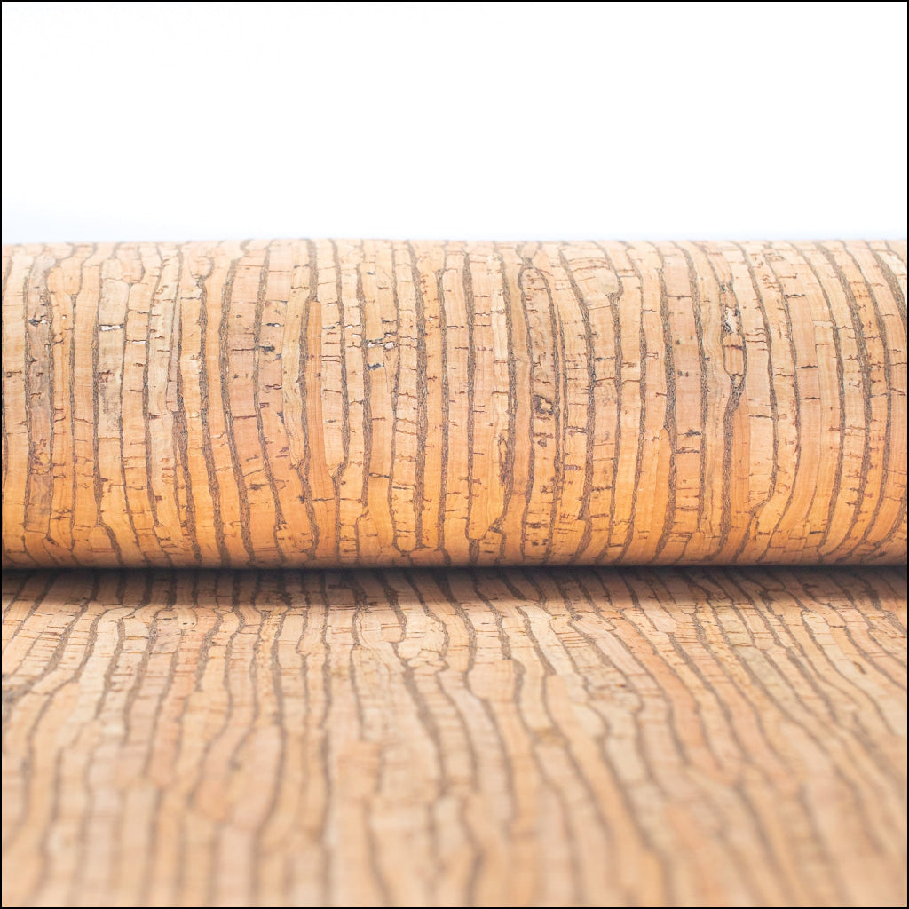 Natural With Stripes - Portuguese Cork Fabric Cof-246