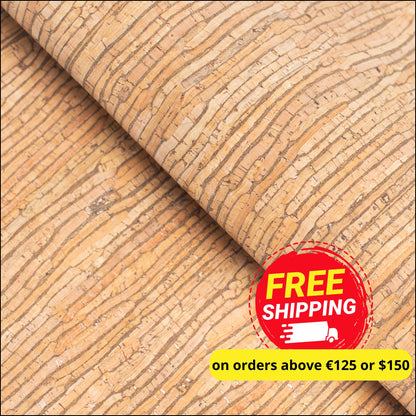 Natural With Stripes - Portuguese Cork Fabric Cof-246