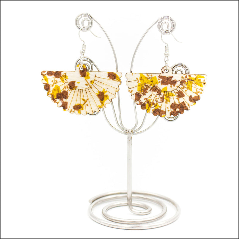 Natural wood,fan shape Earrings Original handmade ladies earrings-ER-089 Flash Sales