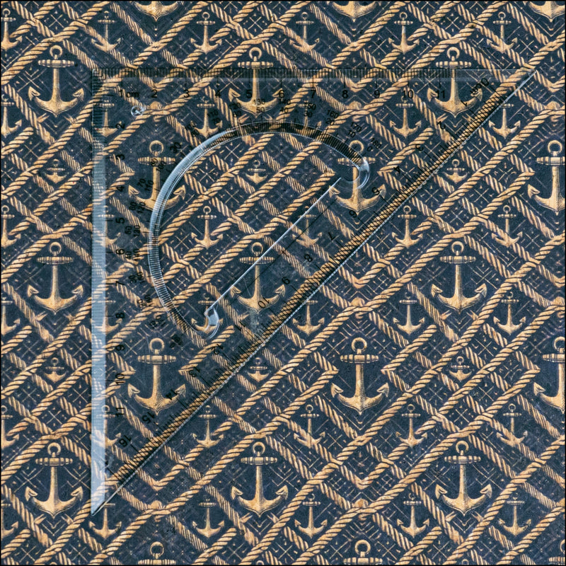 Nautical Theme: Anchors and Rope Pattern Cork Fabric COF-793 1/2M (138*50 cm / 54*19 inches) cork fabric