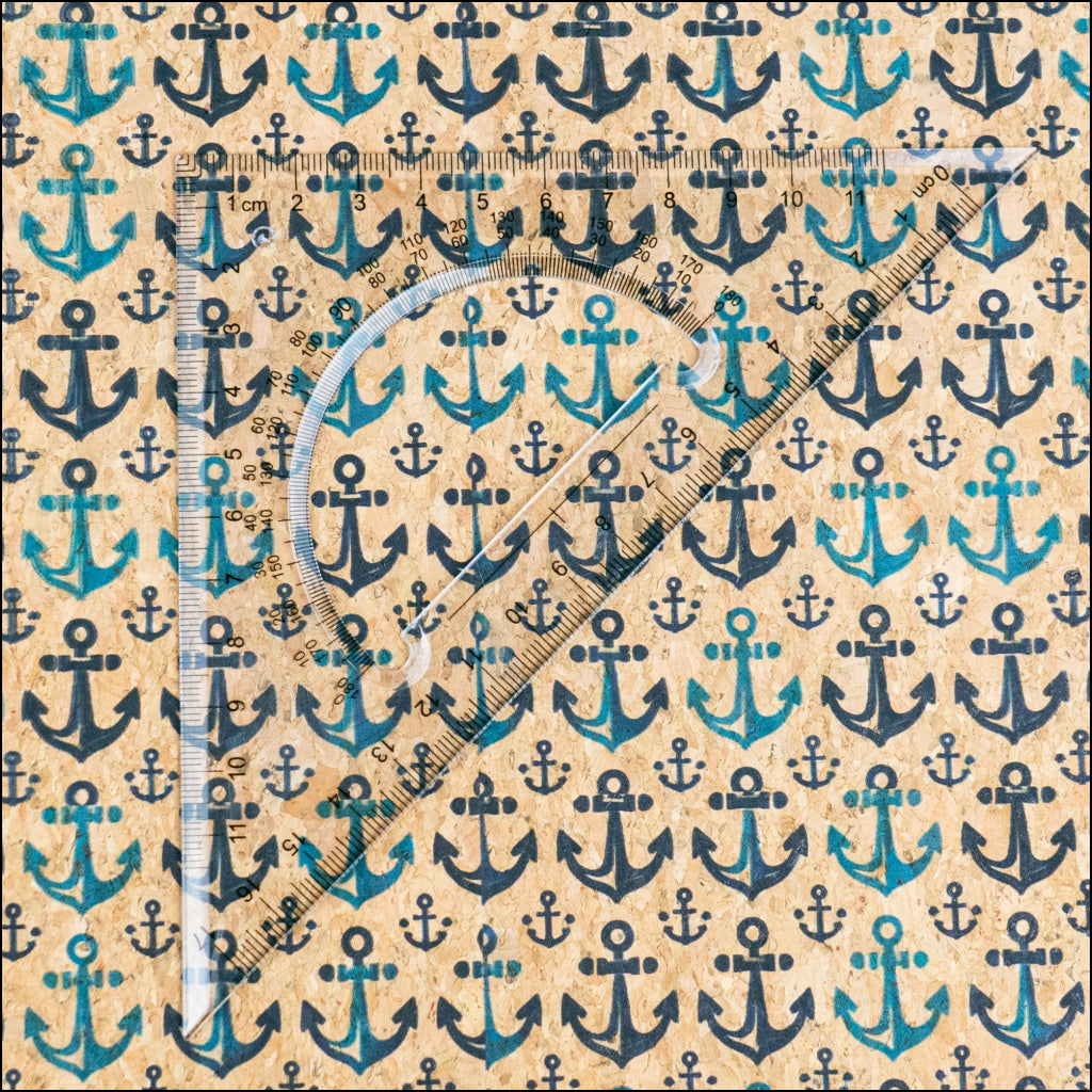 Nautical Theme: Blue Anchors Pattern Cork Fabric COF-791 1/2M (138*50 cm / 54*19 inches) cork fabric