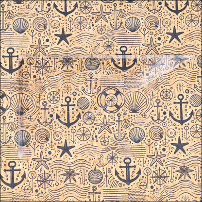 Nautical-Themed Pattern Cork Fabric COF-764 1/2M (138*50 cm / 54*19 inches) cork fabric