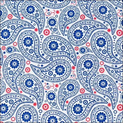 Navy & Red Paisley Printed Cork Fabric COF-625 cork fabric