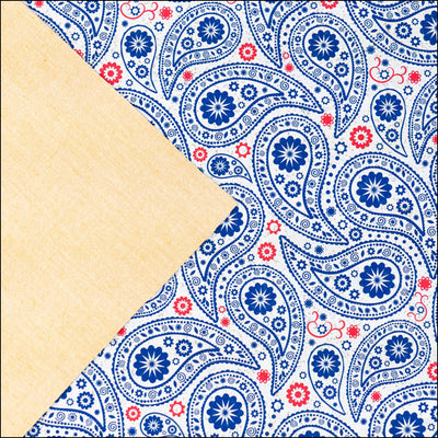 Navy & Red Paisley Printed Cork Fabric COF-625 cork fabric