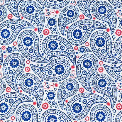 Navy & Red Paisley Printed Cork Fabric COF-625 cork fabric