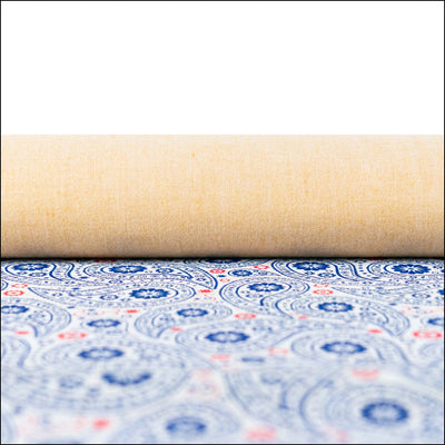 Navy & Red Paisley Printed Cork Fabric COF-625 cork fabric