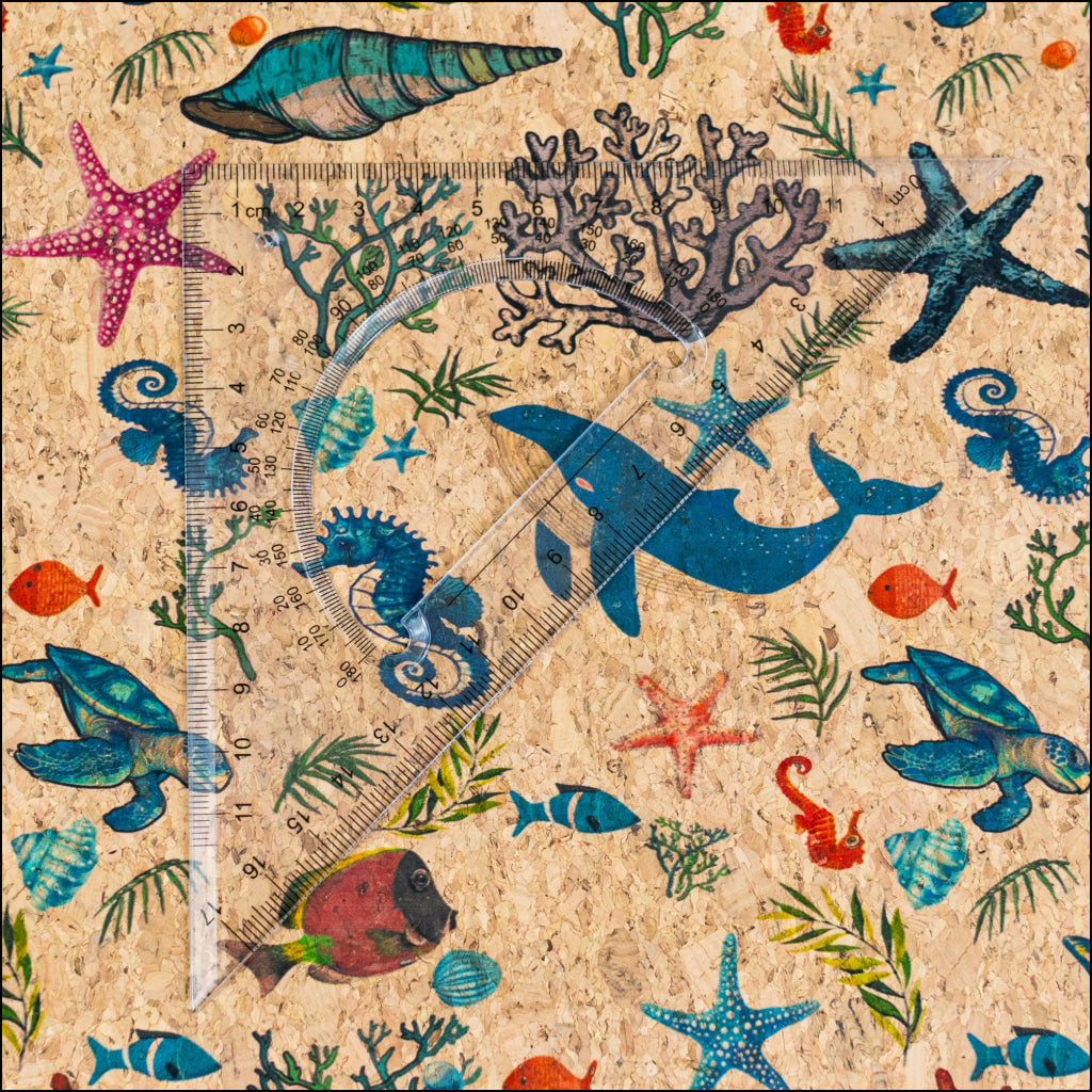 Ocean Animals Cork Fabric COF-633 cork fabric
