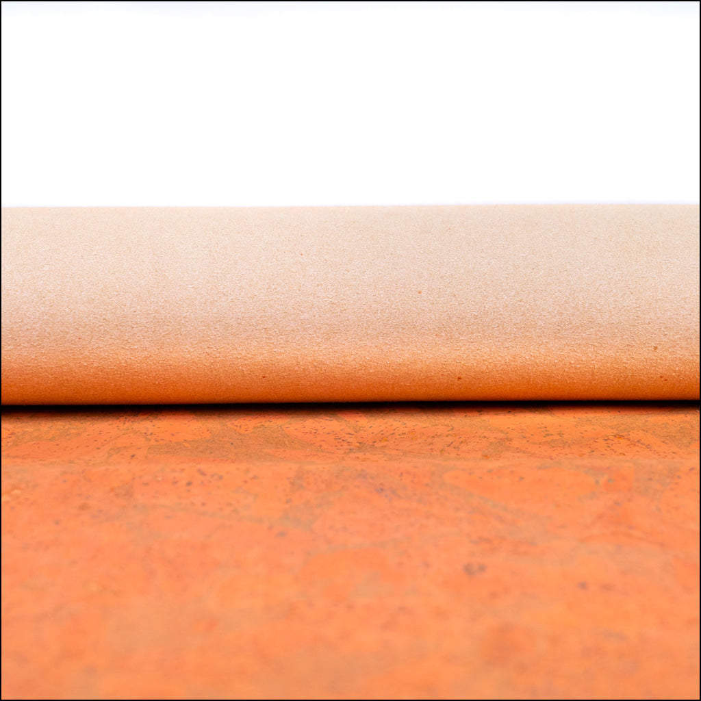 Orange Block - Style Cork Fabric With Beige Backing 0.80 Thickness Cof - 531 Cork Fabric
