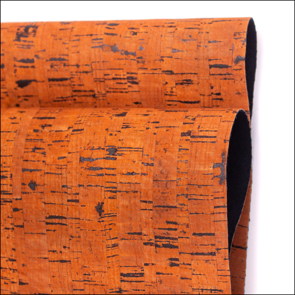 Orange Portuguese Cork Fabric Rustic Cof-184 Cork Fabric