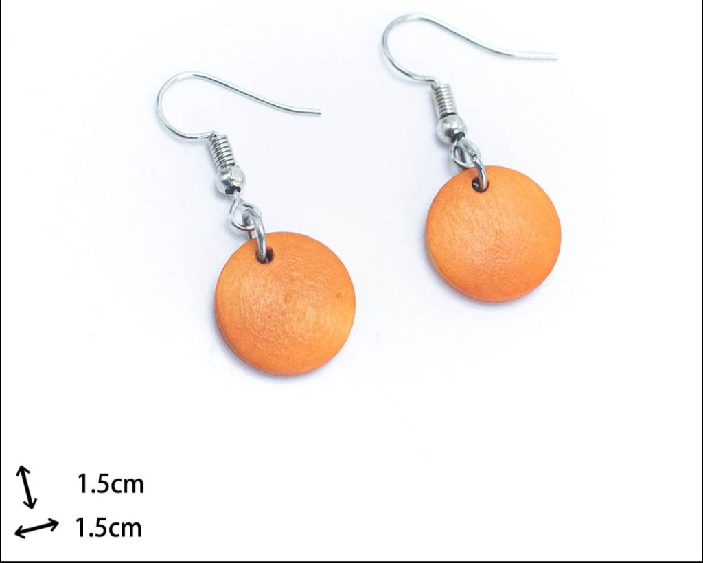 Orange round earrings -Original handmade ladies earrings-ER-078 5units-ER-078-A-Smaller size Flash Sales