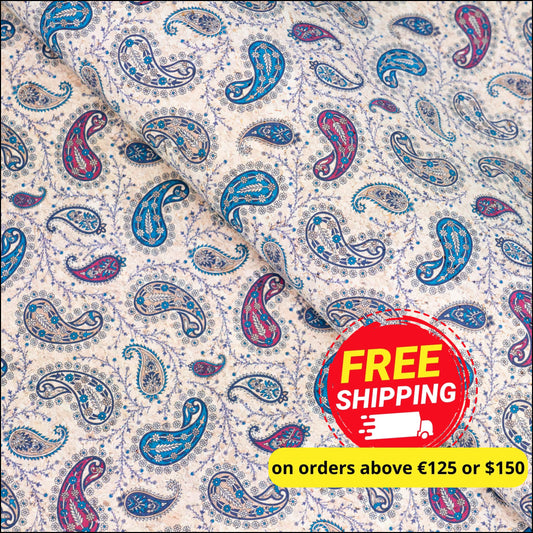 Ornate Paisley Pattern Cork Fabric Cof-499