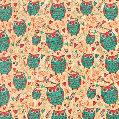 Owl Pattern Cork Fabric Cof-258-A Cork Fabric