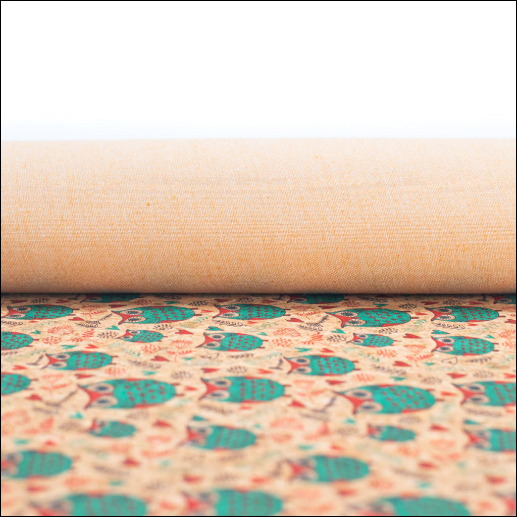 Owl Pattern Cork Fabric Cof-258-A Cork Fabric