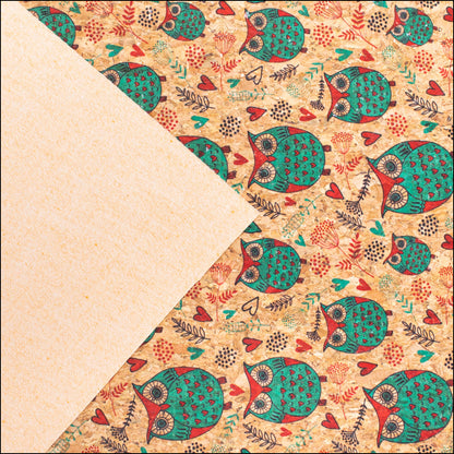 Owl Pattern Cork Fabric Cof-258-A Cork Fabric