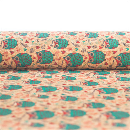 Owl Pattern Cork Fabric Cof-258-A Cork Fabric