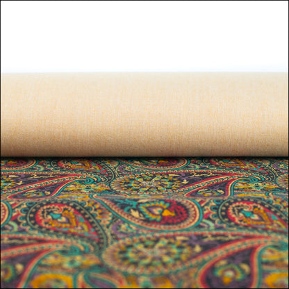Paisley Pattern Printed Natural Cork Fabric Cof-473 Cork Fabric