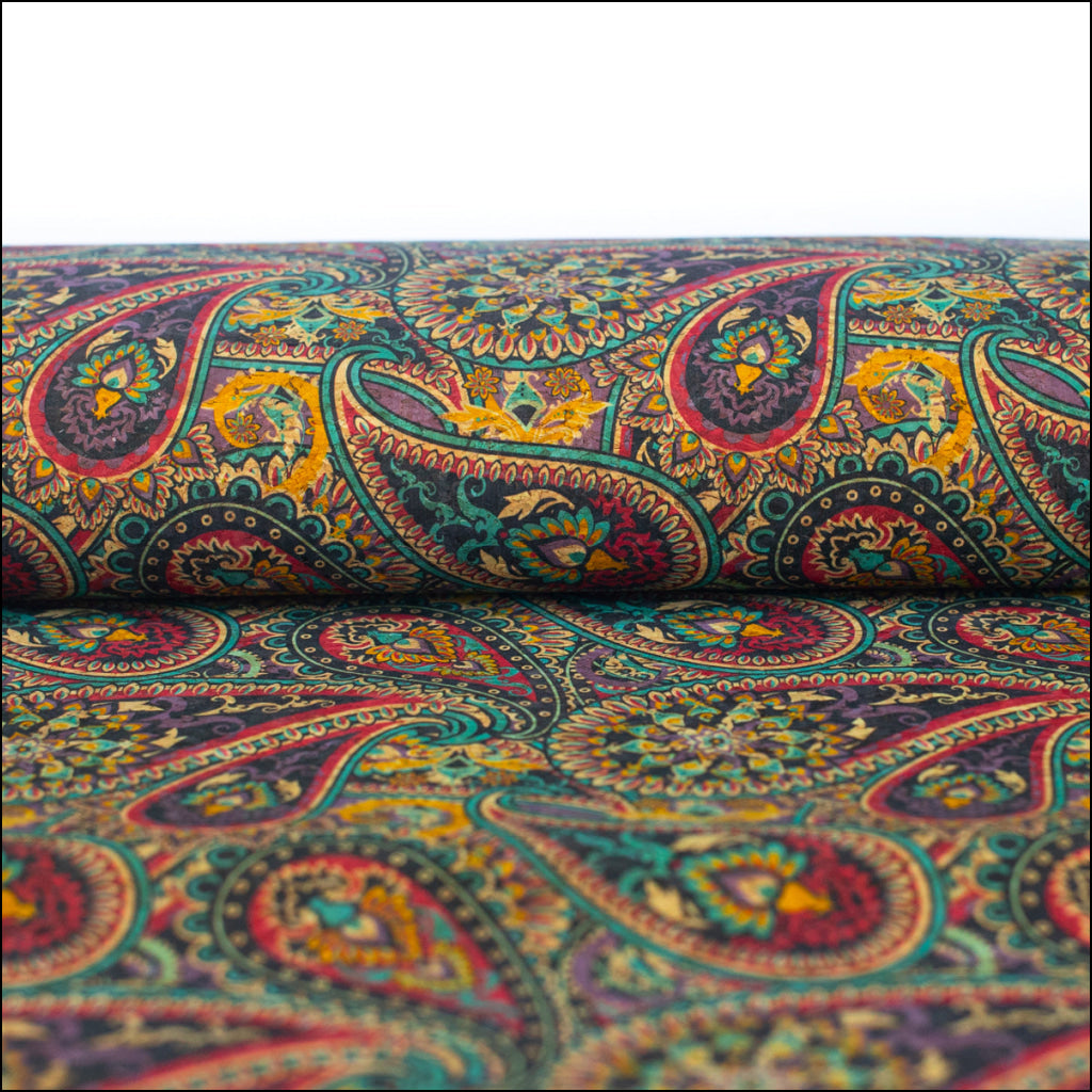 Paisley Pattern Printed Natural Cork Fabric Cof-473 Cork Fabric