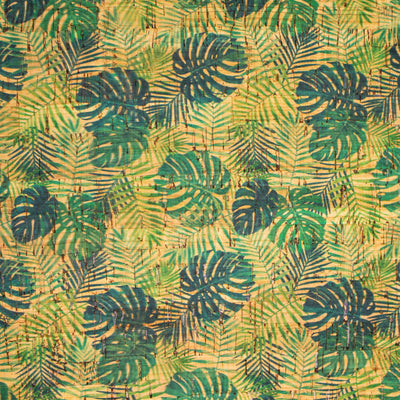 Palm And Areca Leafs Pattern Cork Fabric Cof-244 Cork Fabric