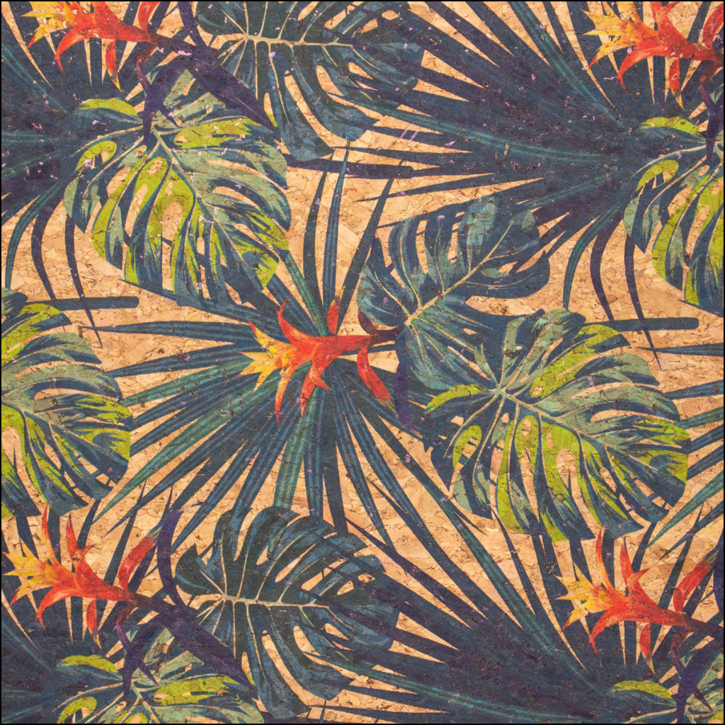 Palm Leaves. Seamless Floral Pattern Summer Cork Fabric Cof-376 Cork