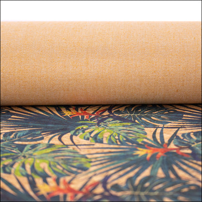 Palm Leaves. Seamless Floral Pattern Summer Cork Fabric Cof-376 Cork