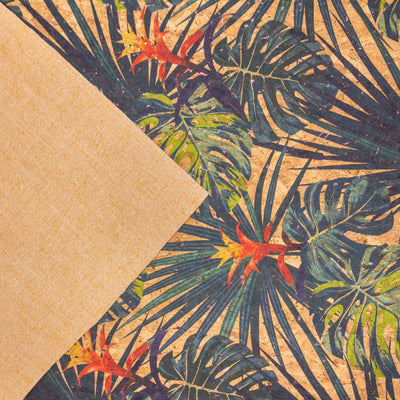 Palm Leaves. Seamless Floral Pattern Summer Cork Fabric Cof-376 Cork