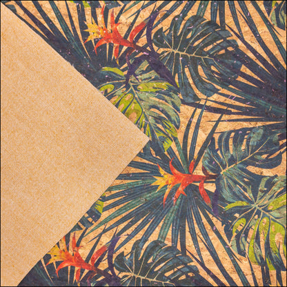 Palm Leaves. Seamless Floral Pattern Summer Cork Fabric Cof-376 Cork